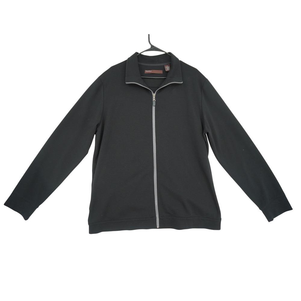Perry‎ Ellis Mens XL Black Full Zip Lightweight Jacket Stretch Casual Layering